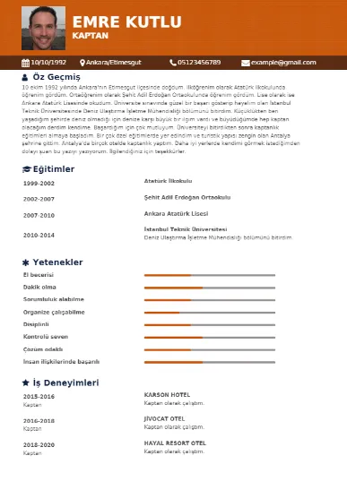 Kaptan Örnek cv indir